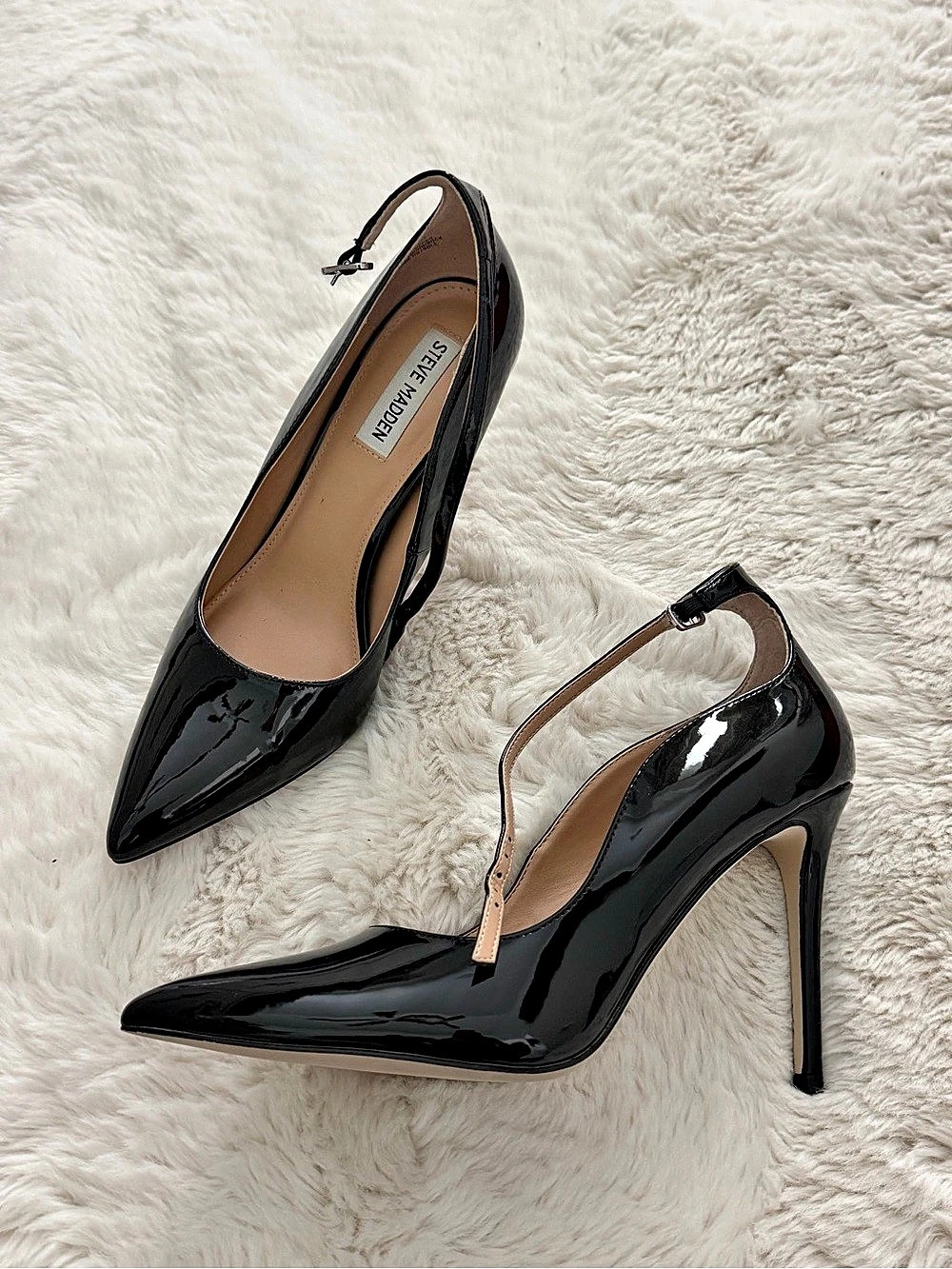 Steve Madden Malcolm Black Patent Pointed-Toe Heels